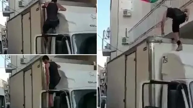 נהג המשאית הבחין בדגל פלשתין במאה שערים ולא נותר אדיש