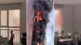 תיעוד דרמטי מסין: בנין רב קומות עולה בלהבות