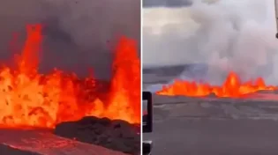 תיעוד מרהיב מהמסוק: הר הגעש מתפרץ לגבוה עצום