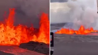 תיעוד מרהיב מהמסוק: הר הגעש מתפרץ לגבוה עצום