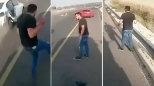 תיעוד דרמטי: הנהג עצר בצד הדרך וניצל בנס