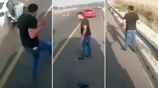 תיעוד דרמטי: הנהג עצר בצד הדרך וניצל בנס