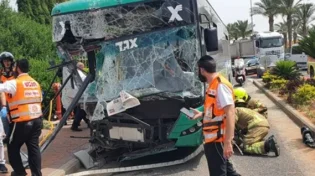 אוטובוס בחיפה התנגש בחומה: 13 בני אדם נפצעו