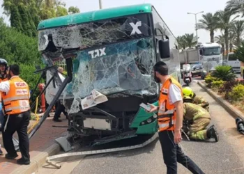 אוטובוס בחיפה התנגש בחומה: 13 בני אדם נפצעו 