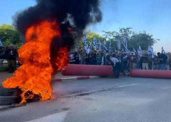 מודיעין: מאות מפגיני שמאל התפרעו מול ביתו של השר יריב לוין 