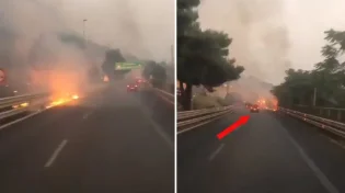 תיעוד מפחיד: הלהבות הגיעו עד לכביש הראשי