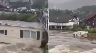 בתים נסחפו והרס רב: תיעוד השיטפונות בנורווגיה