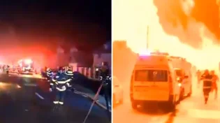 מפחיד: פיצוץ ענק בתחנת דלק בבירת רומניה
