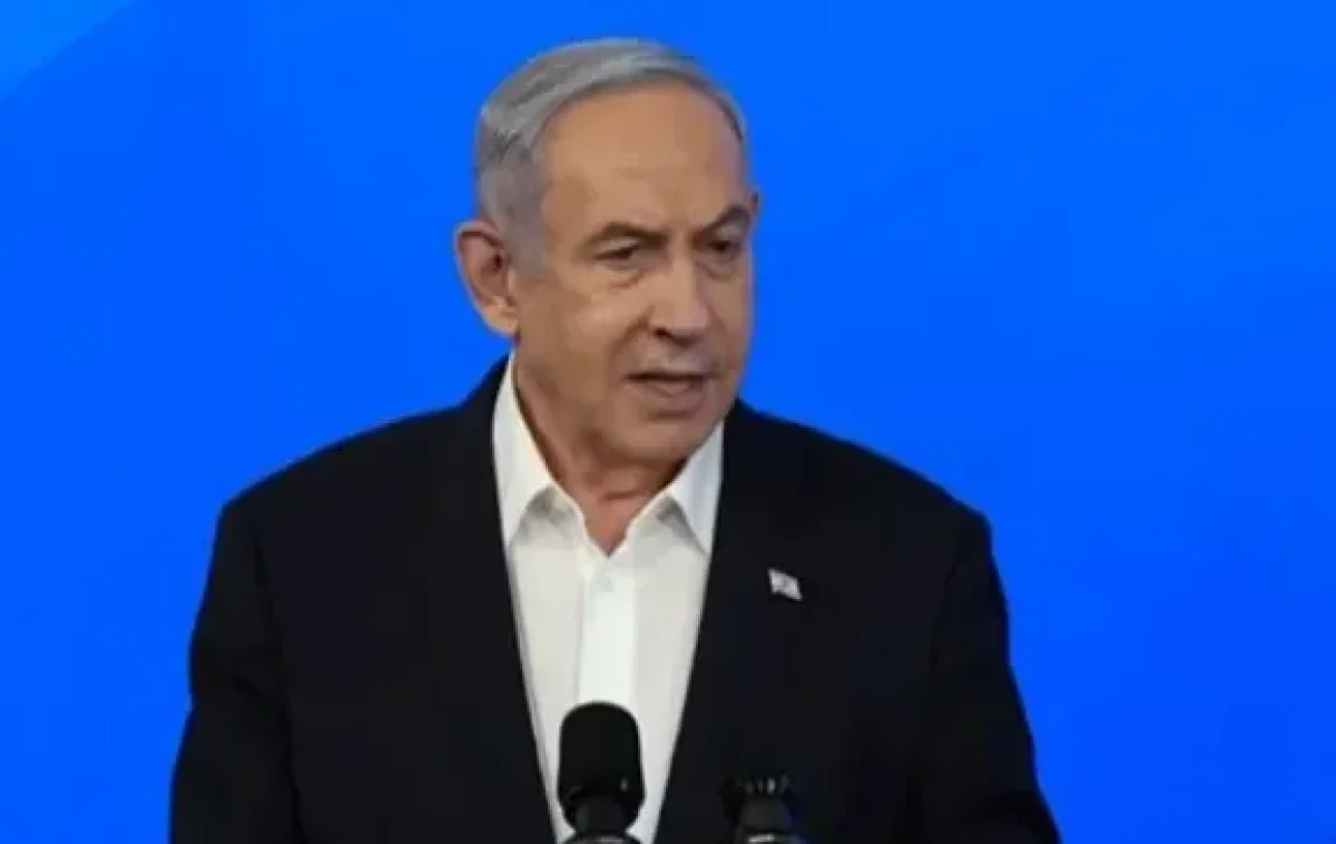 ראש הממשלה בנימין נתניהו במהלך ההצהרה ראש הממשלה בנימין נתניהו במהלך ההצהרה