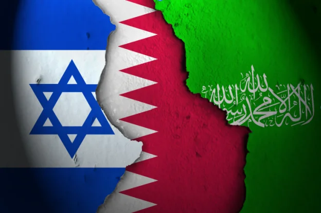 דגל קטר בין דגלי ישראל וחמאס