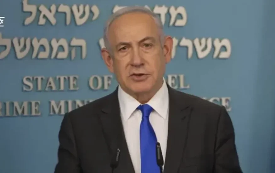 ראש הממשלה בנימין נתניהו בהצהרה הערב. ראש הממשלה בנימין נתניהו בהצהרה הערב.