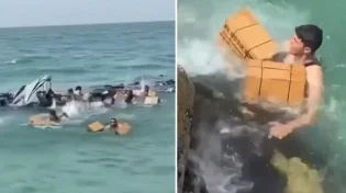 דייג מסוג אחר: תושבי עזה מסתערים על הסיוע