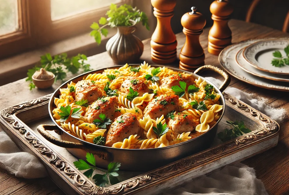 עוף עם פסטה בסיר אחד - עם רכיב מעניין שיוסיף טעם