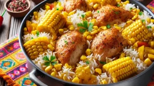 מתכון לעוף עם תירס ואורז - בסיר אחד 