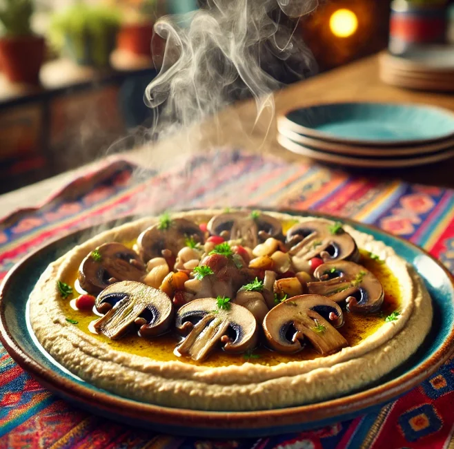 מתכון לממרח עדשים כתומות וירוקות עם פטריות חמות ופטרוזיליה