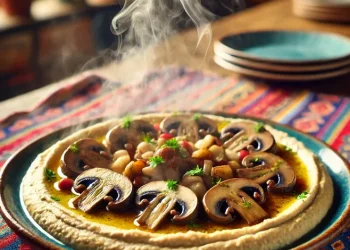 מתכון לממרח עדשים כתומות וירוקות עם פטריות חמות ופטרוזיליה