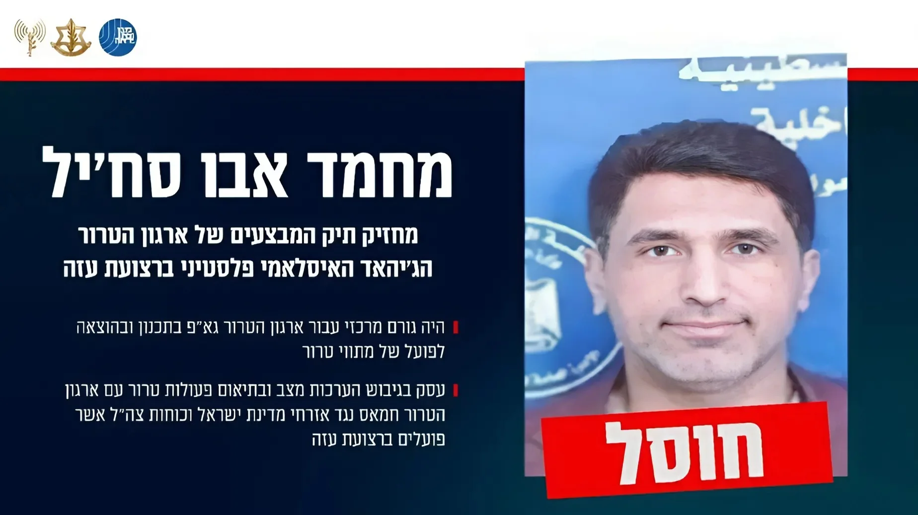 חוסל מחזיק תיק המבצעים של הג'יאהד האסלאמי 