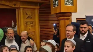 נשיא המדינה יצחק הרצוג רקד עם ספר התורה