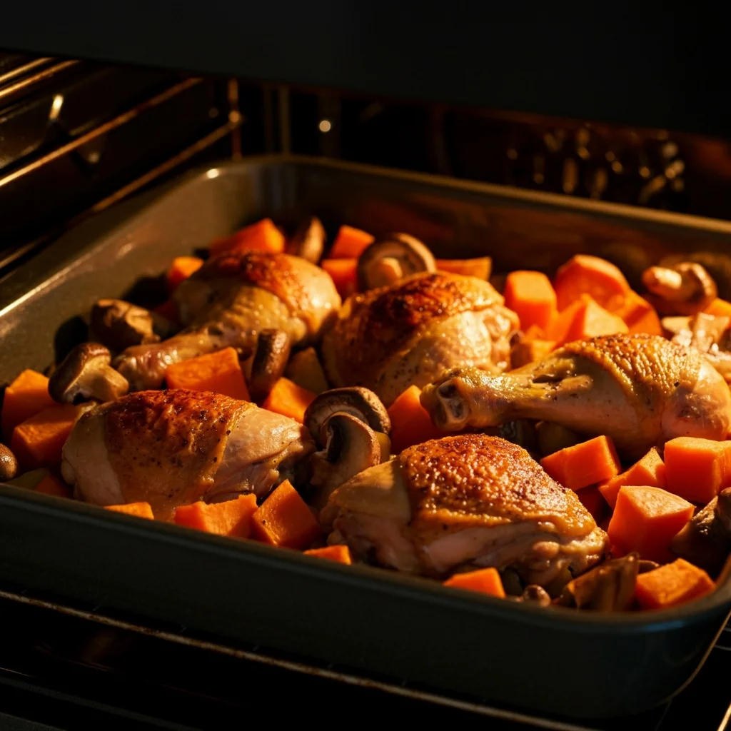 מתכון לעוף בתנור עם פטריות ובטטה ברוטב מיוחד