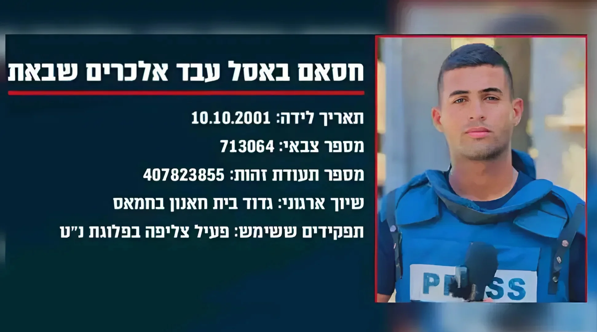 מחבל באיצטלה של עיתונאי: חוסל פעיל חמאס שהועסק באל-ג'זירה