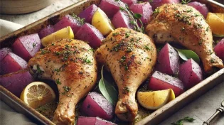 פסח הזה הולך להריח אחרת: עוף בזעתר ולימון עם תפודים סגולים שיכבוש את כולם