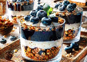 הקינוח המושלם שלא יאמינו שהכנתם בבית &ndash; קרם גבינה, גרנולה ואוכמניות בקלי קלות