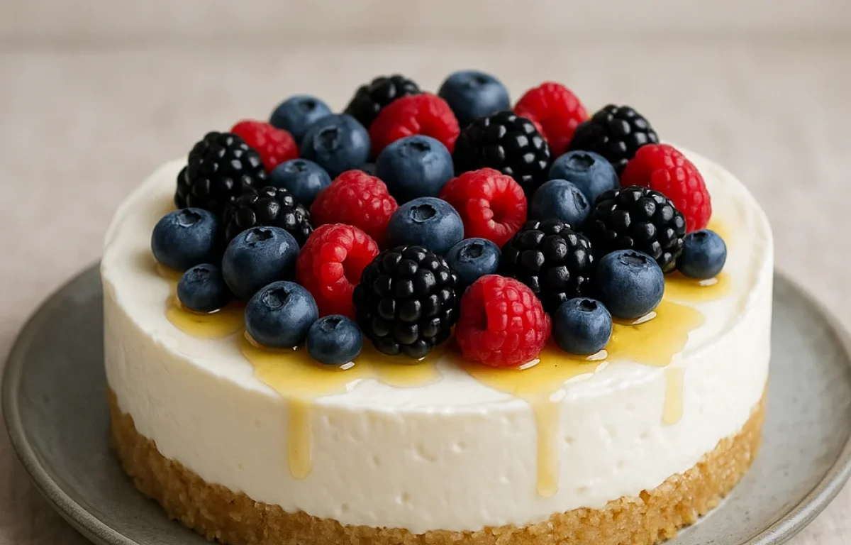 הפתעת שבועות: עוגת יוגורט, גבינה ופירות יער &ndash; בלי אפייה, עם אפקט וואו