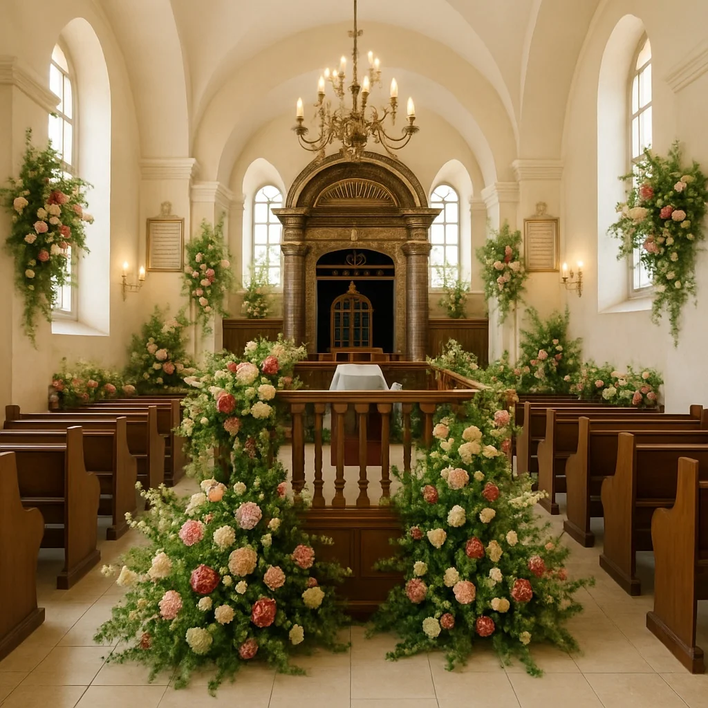 למה מקשטים את בית הכנסת בפרחים בחג?