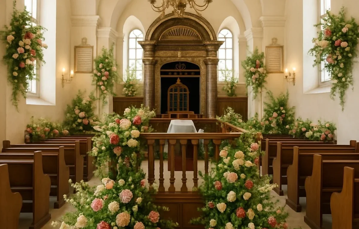 למה מקשטים את בית הכנסת בפרחים בחג?