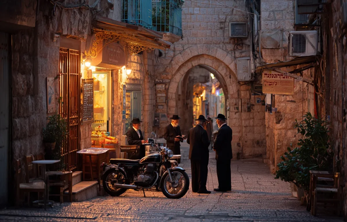אופנוע ברחוב ירושלמי בדמדומי השבת