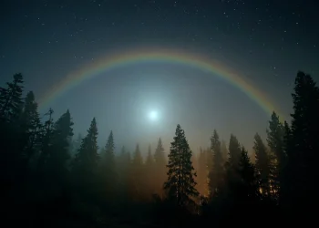 קשת ירח נדירה בשמיים חשוכים &ndash; תזכורת לכך שגם בלילה יש אור מה׳