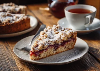 עוגת ריבת תות ופירורים: קינוח של פעם בטעם עכשווי