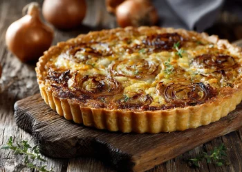 קיש חגיגי עם בצל מקורמל וערמונים שנראה מיליון דולר וקל להכנה