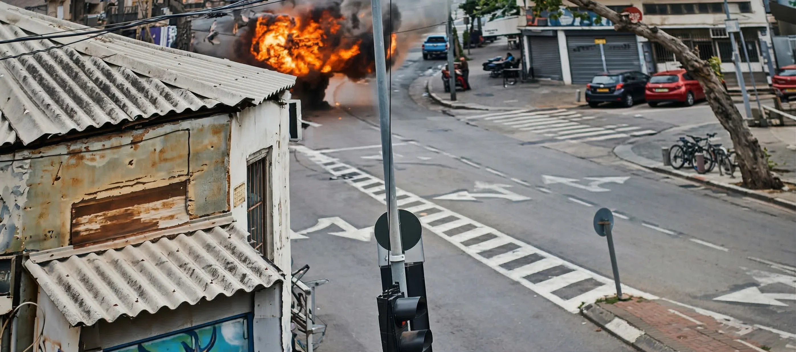 תיעוד דרמטי מהנס: טיל מתפזר נפל סמוך לאזרחים, שלושה נפצעו קל