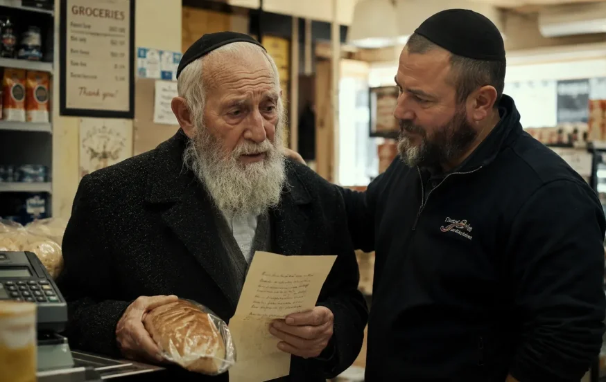 הקשיש עמד נבוך מול הקופה, ואז שלף את הפתק ששינה הכול הקשיש עמד נבוך מול הקופה, ואז שלף את הפתק ששינה הכול