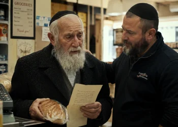 הקשיש עמד נבוך מול הקופה, ואז שלף את הפתק ששינה הכול הקשיש עמד נבוך מול הקופה, ואז שלף את הפתק ששינה הכול