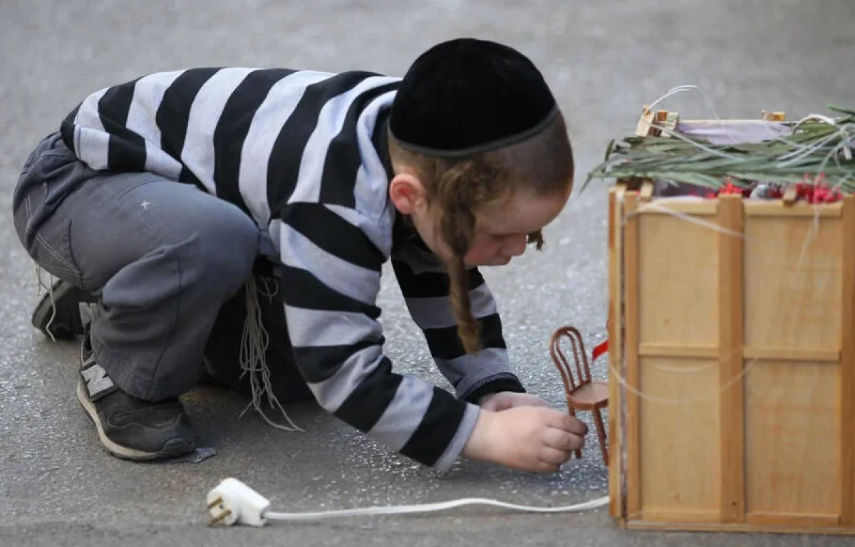 ילד עם מיני סוכה ילד עם מיני סוכה