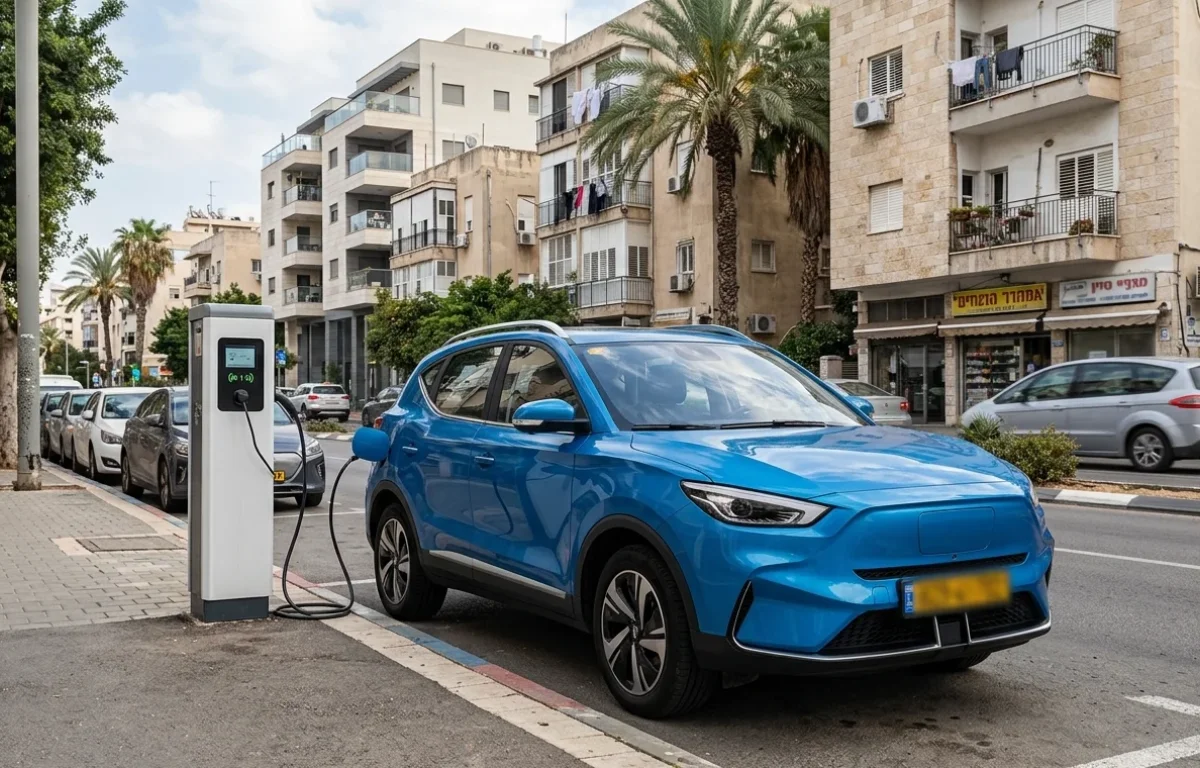 רכב חשמלי בעמדת טעינהכב 