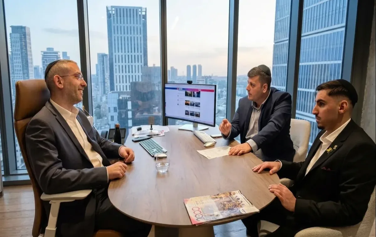 רום ברסלבסקי עם המנכ"ל עמי אזולאי ויהונתן דדון רום ברסלבסקי עם המנכ"ל עמי אזולאי ויהונתן דדון