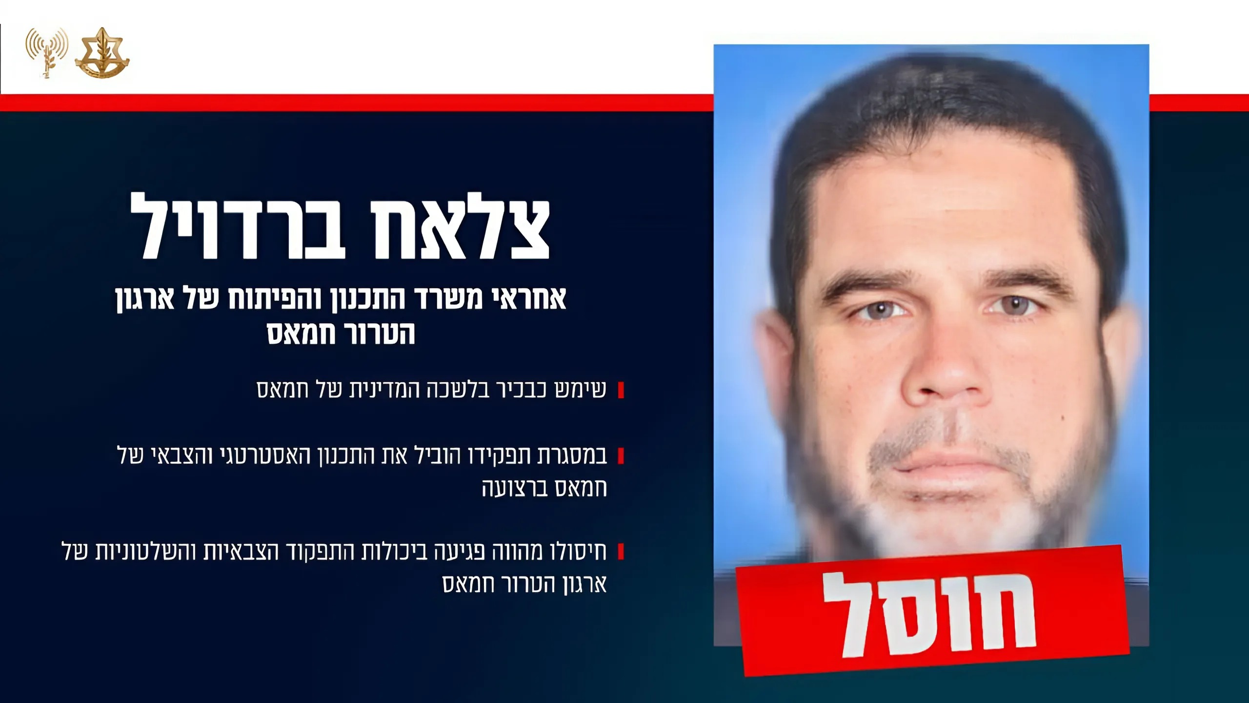 ישראל חיסלה את אחד מבכירי האסטרטגים בחמאס ישראל חיסלה את אחד מבכירי האסטרטגים בחמאס