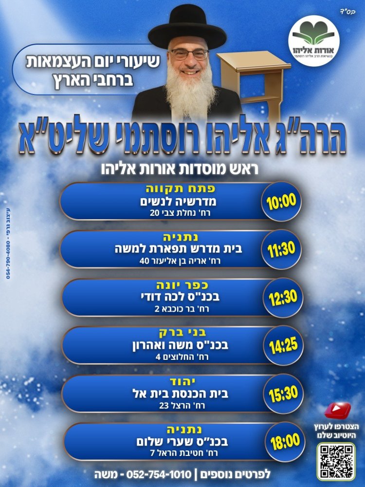 יום שכולו תורה: אירועי בר בי רב תשפ''ה - יום העצמאות 2025