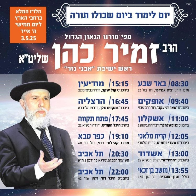 יום שכולו תורה: אירועי בר בי רב תשפ''ה - יום העצמאות 2025