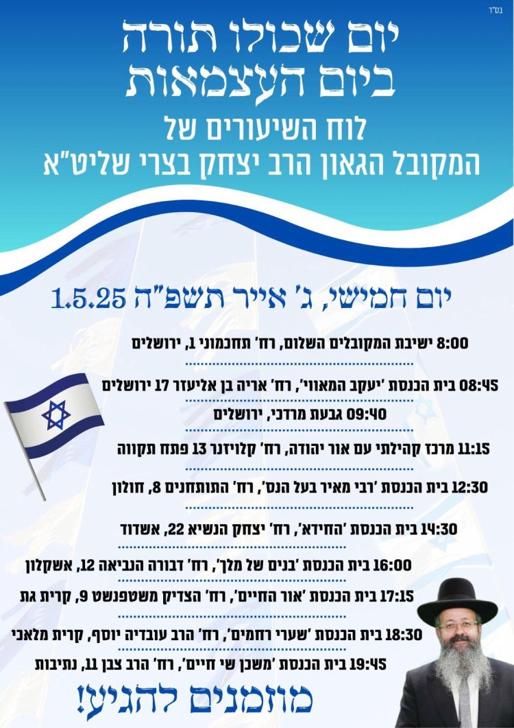 יום שכולו תורה: אירועי בר בי רב תשפ''ה - יום העצמאות 2025