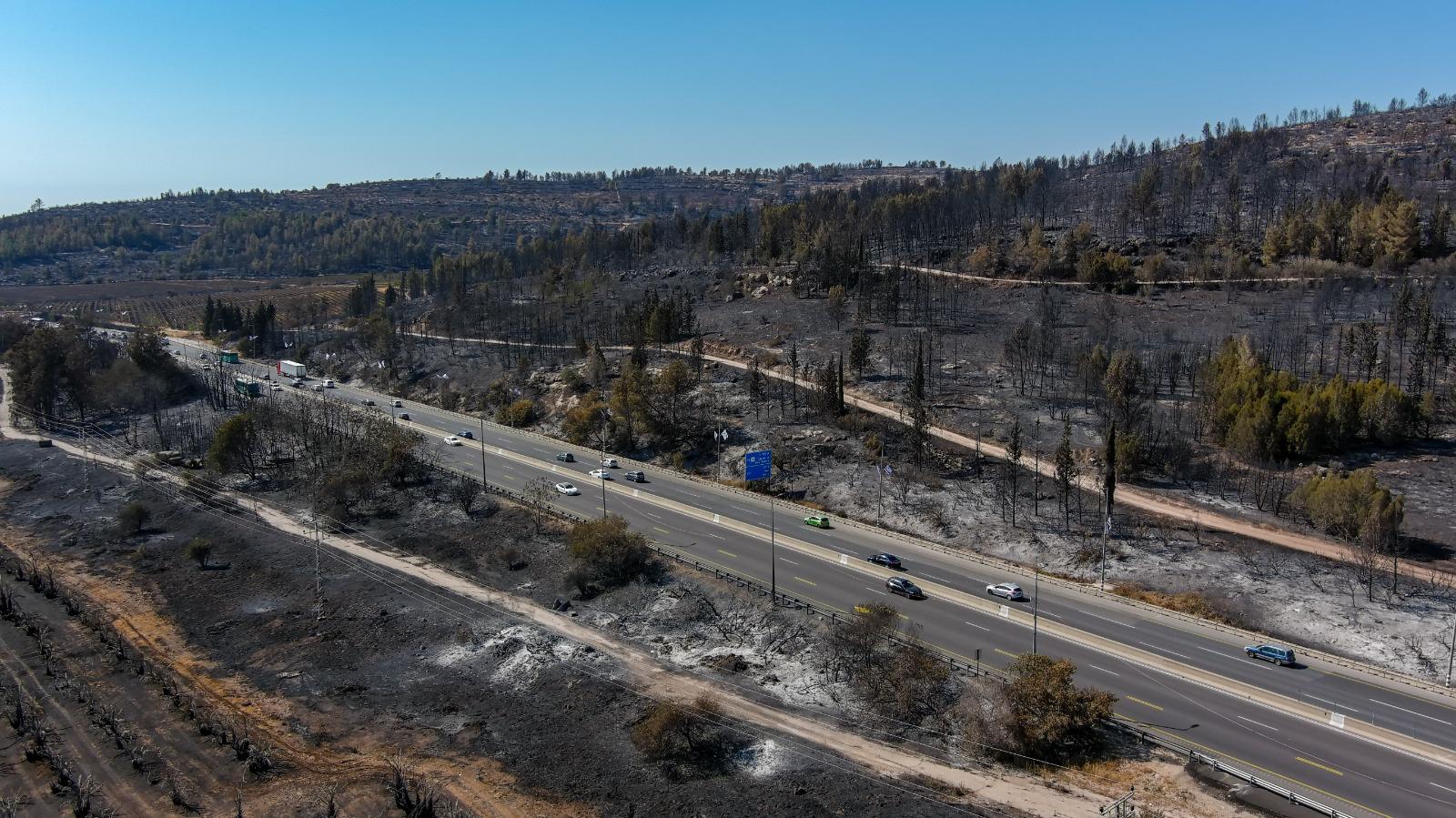 לשונות של אש: כך נראים הרי ירושלים לאחר שריפת הענק