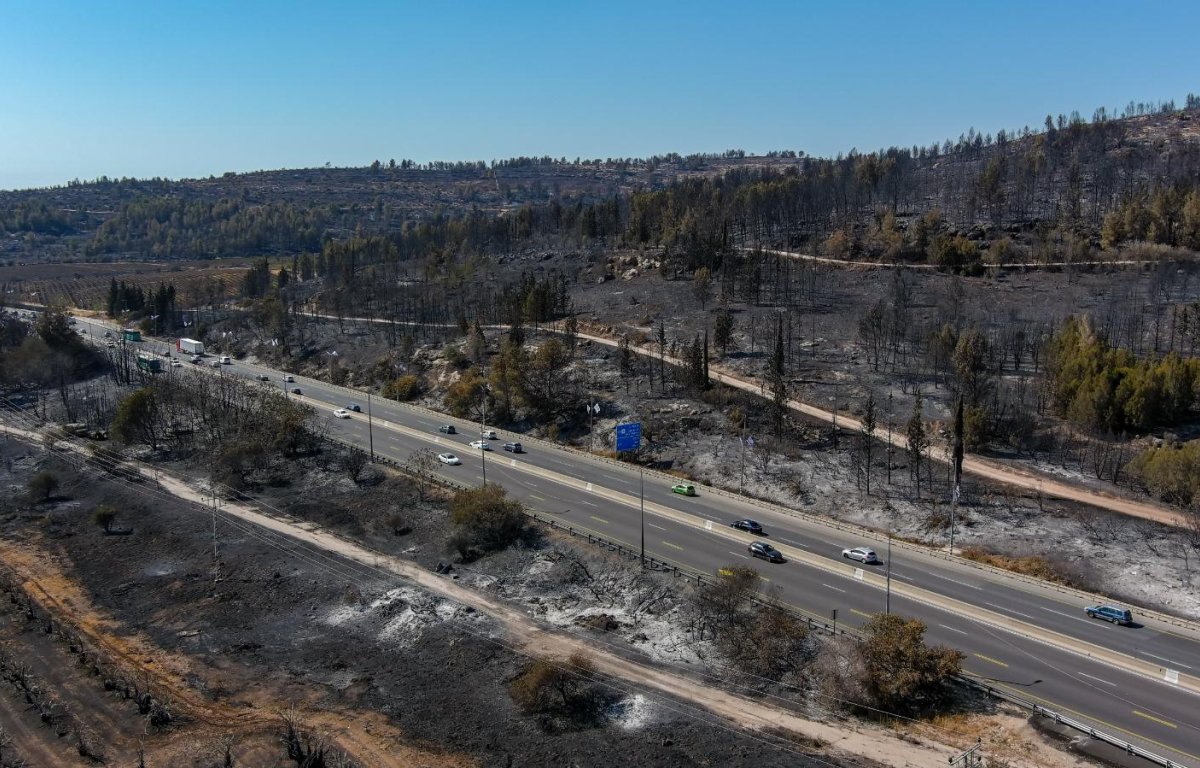 לשונות של אש: כך נראים הרי ירושלים לאחר שריפת הענק