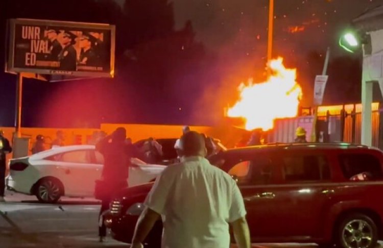 הפגנות נגד רשויות אכיפת ההגירה בלוס אנג'לס (צילום: שימוש לפי סעיף 27א' לחוק זכויות יוצרים)