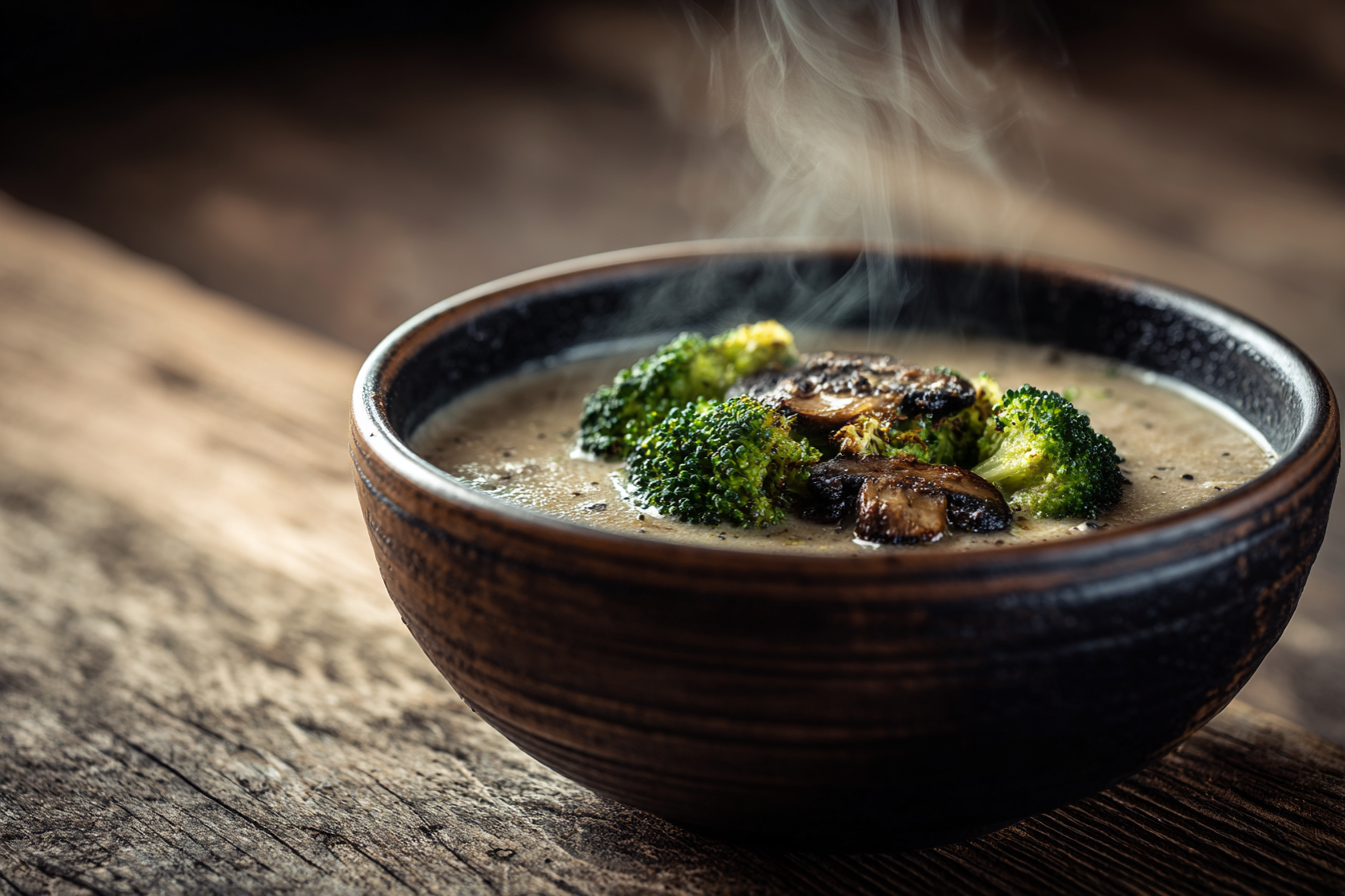 מרק פטריות וברוקולי מוקרם