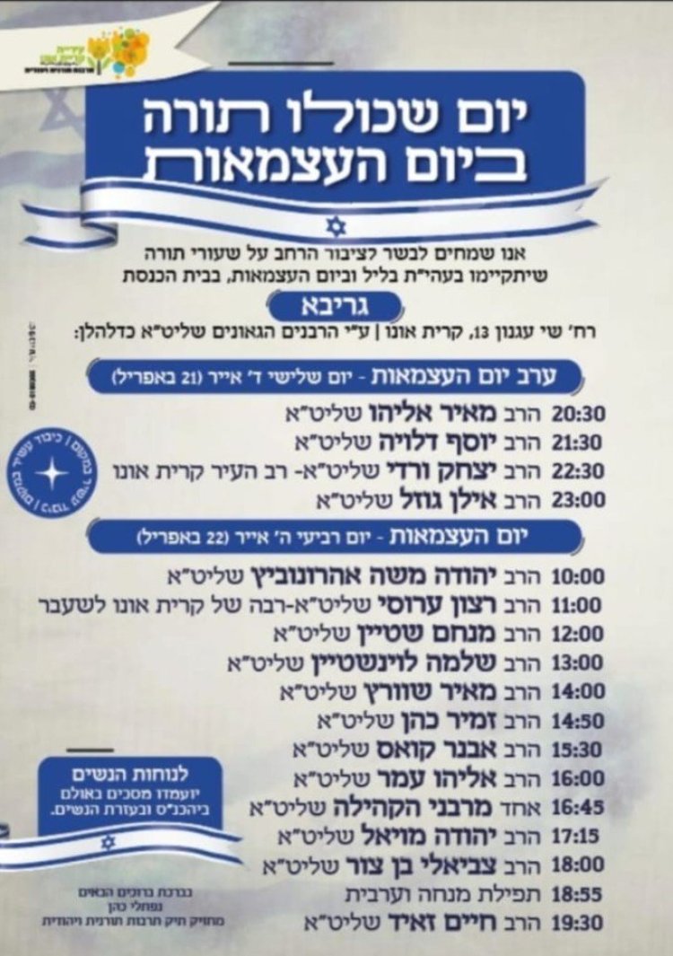 יום שכולו תורה: אירועי בר בי רב תשפ"ו - יום העצמאות 2026