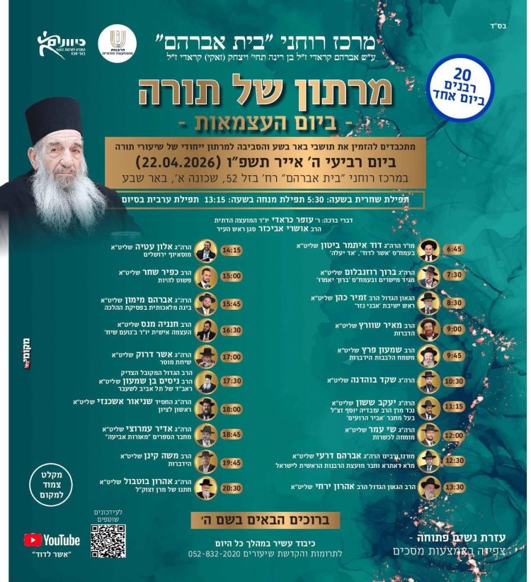 יום שכולו תורה: אירועי בר בי רב תשפ"ו - יום העצמאות 2026