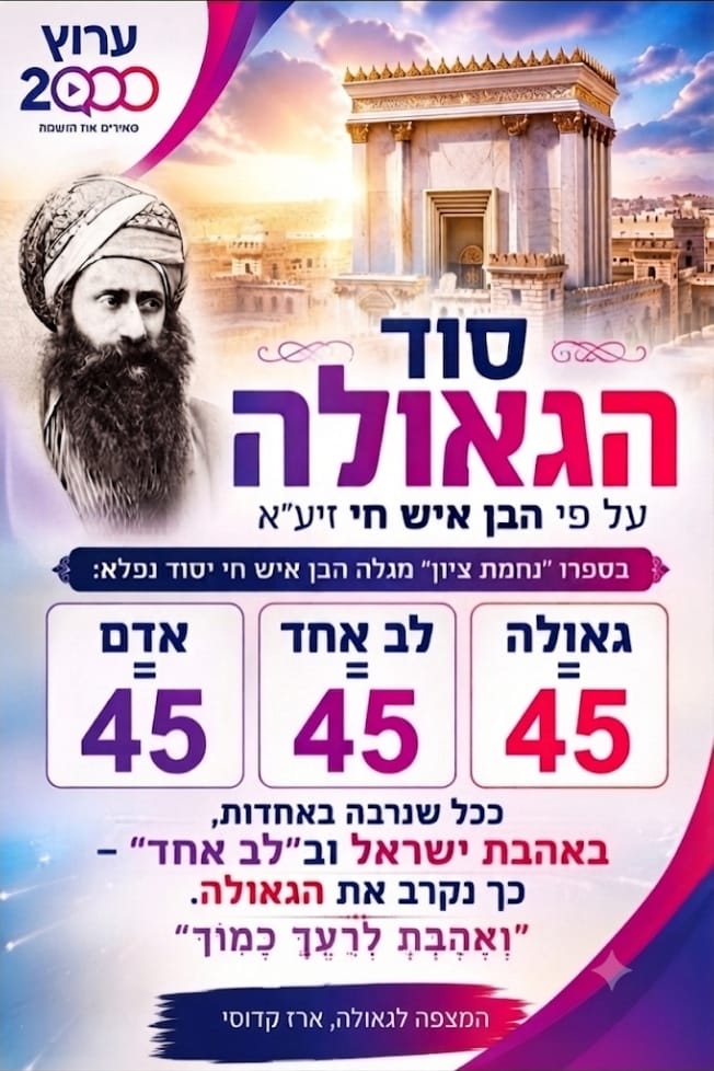 הסוד של הבן איש חי: זה המפתח שיכול לקרב את הגאולה הסוד של הבן איש חי: זה המפתח שיכול לקרב את הגאולה